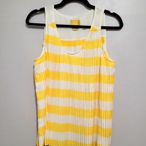 Maeve - Anthropologie | Yellow & White | Striped Knife Pleated Tank Top | S 12
